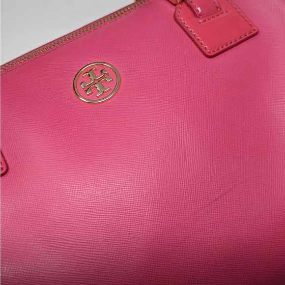 🎉Sale!🦄Rare!Tory Burch Pink Bag Bougainville Pink Robinson Middy Satchel Strap - Picture 15 of 16